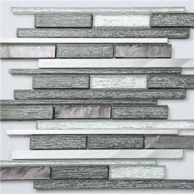 Ubin Backsplash Mosaik Campuran Logam Kaca